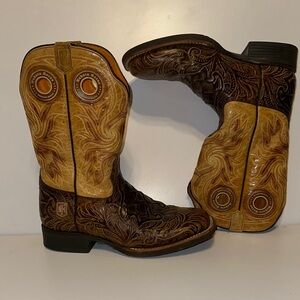Nikola Horsen Brown & Tan Embroidered Western Boots